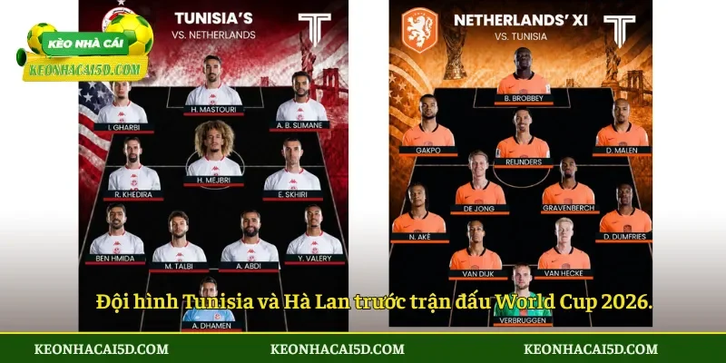 Soi Kèo Nhà Cái Tunisia vs Hà Lan 06h00 Ngày 26/6 3 Đội hình Tunisia và Hà Lan trước trận đấu World Cup 2026.
